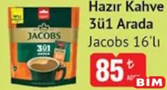 JACOBS HAZIR KAHVE 3Ü1 ARADA 16'LI fiyat ve kampanya bilgisi